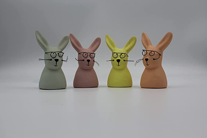 Osterhase Nerdy Deko-Hase mit Brille | Höhe 12,5 cm