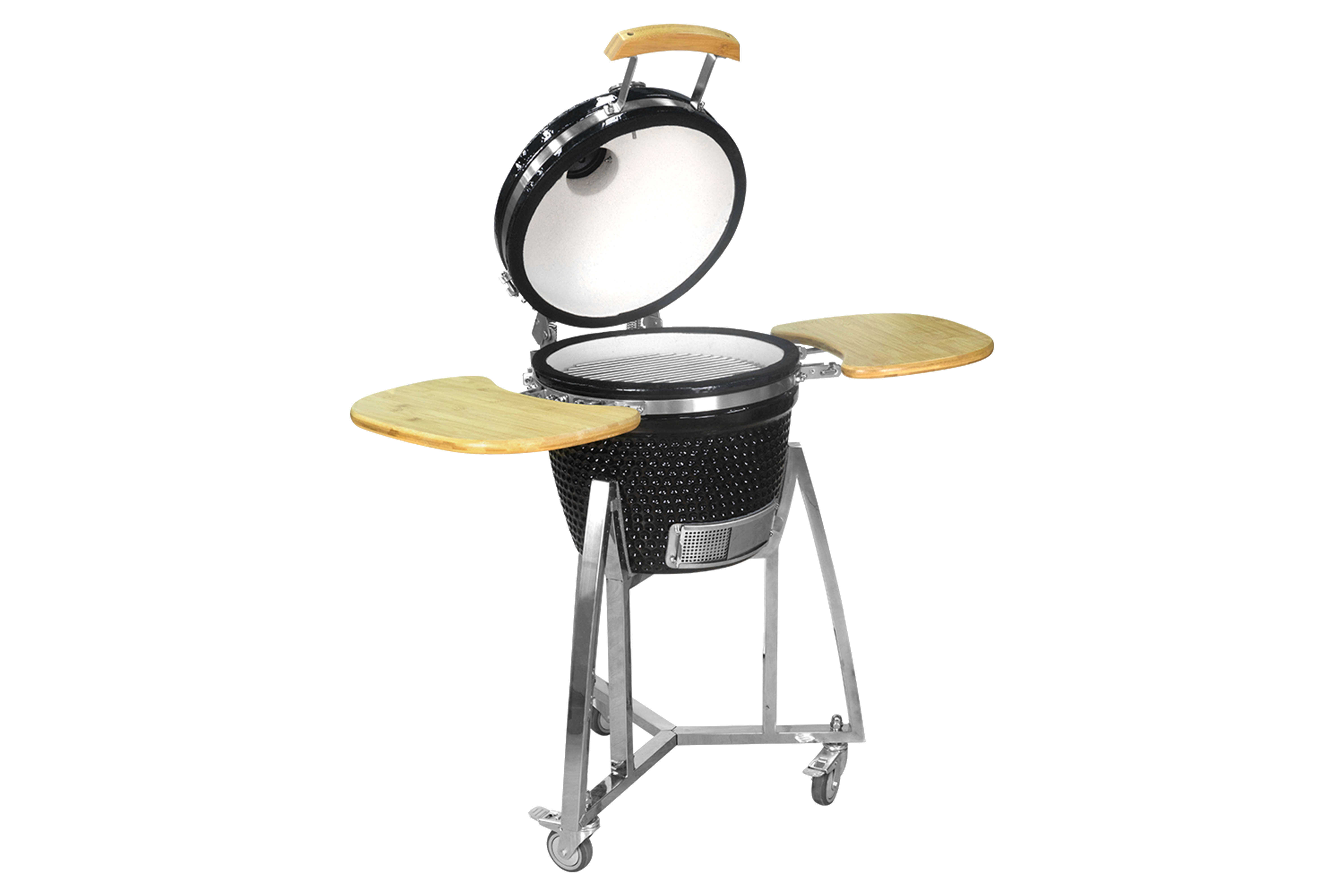Kamado CL-16 Profi Keramik Grill Schwarz, Grilldurchmesser 40cm, Grillrostdurchmesser 33,5cm, BBQ Grillei Holzkohlegrill Grill Keramikgrill