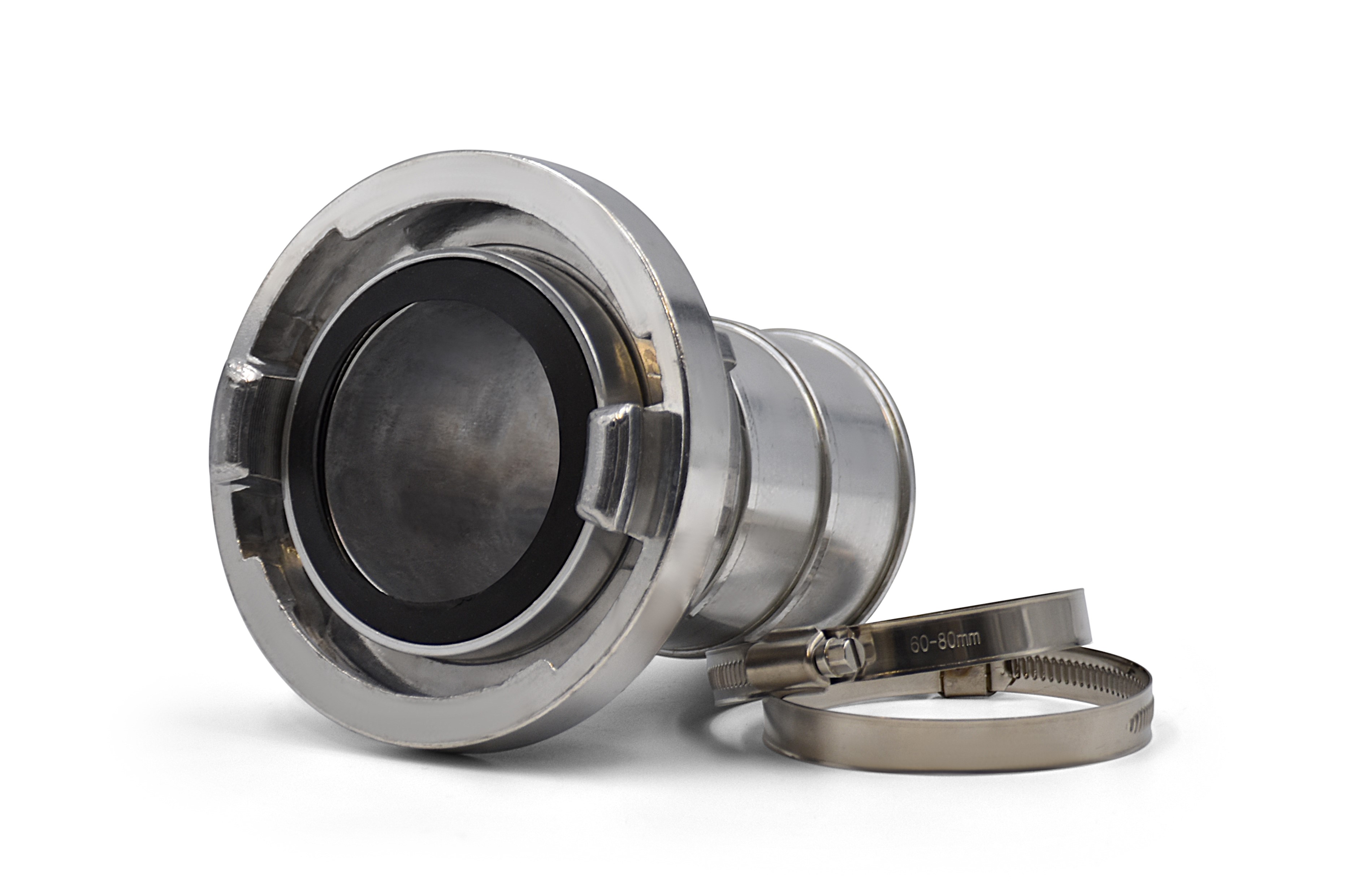 B-75 Storz-Kupplung Set mit 2 Schlauchschellen, Drehbarer Tülle, Aluminium, Silber, Betriebsdruck max. 16 bar