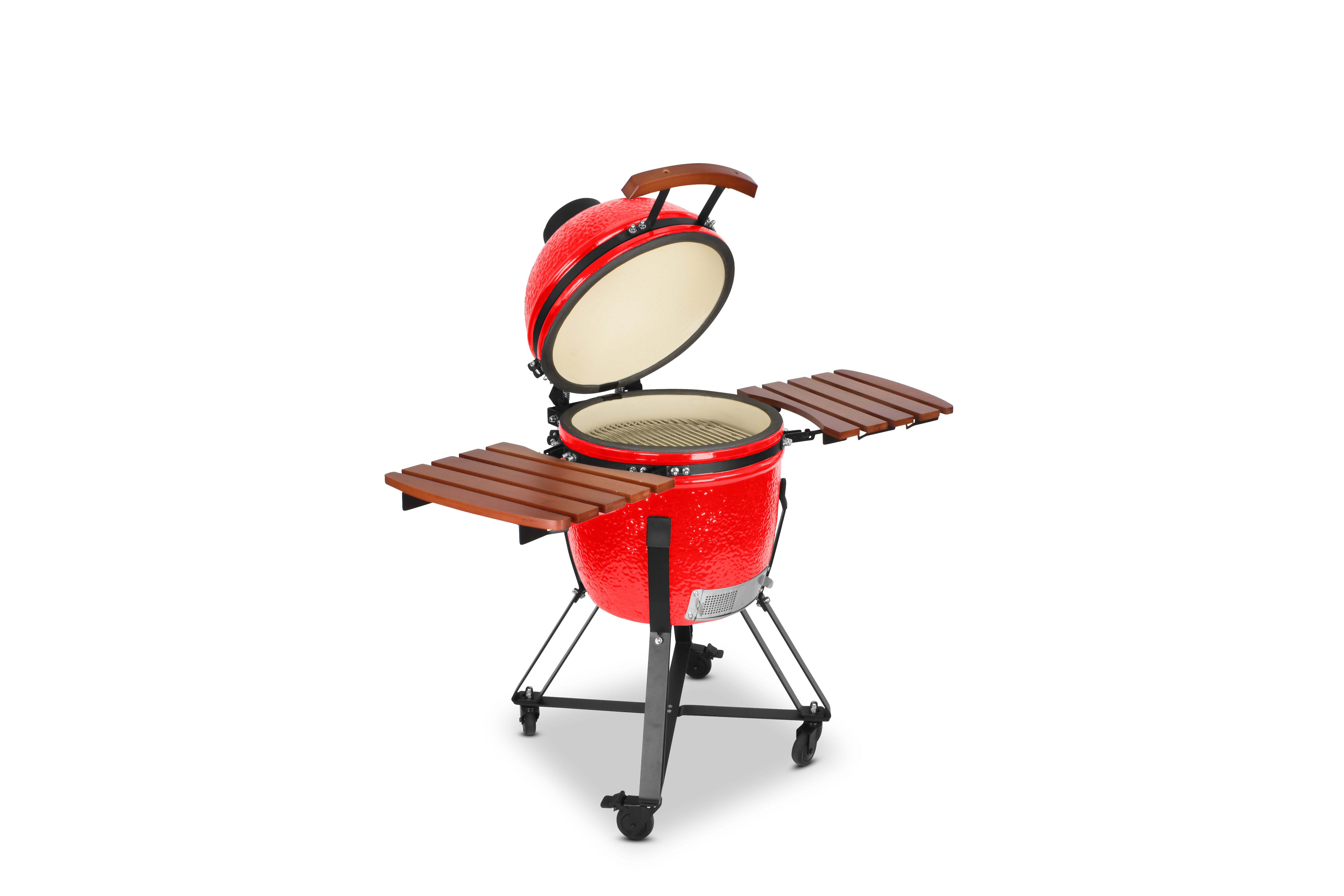 Kamado SE-18 Grill Rot 45 cm Grilldurchmesser, Grillrostdurchmesser 38,5cm, BBQ Keramik Holzkohlegrill Grill mit Holzkohle