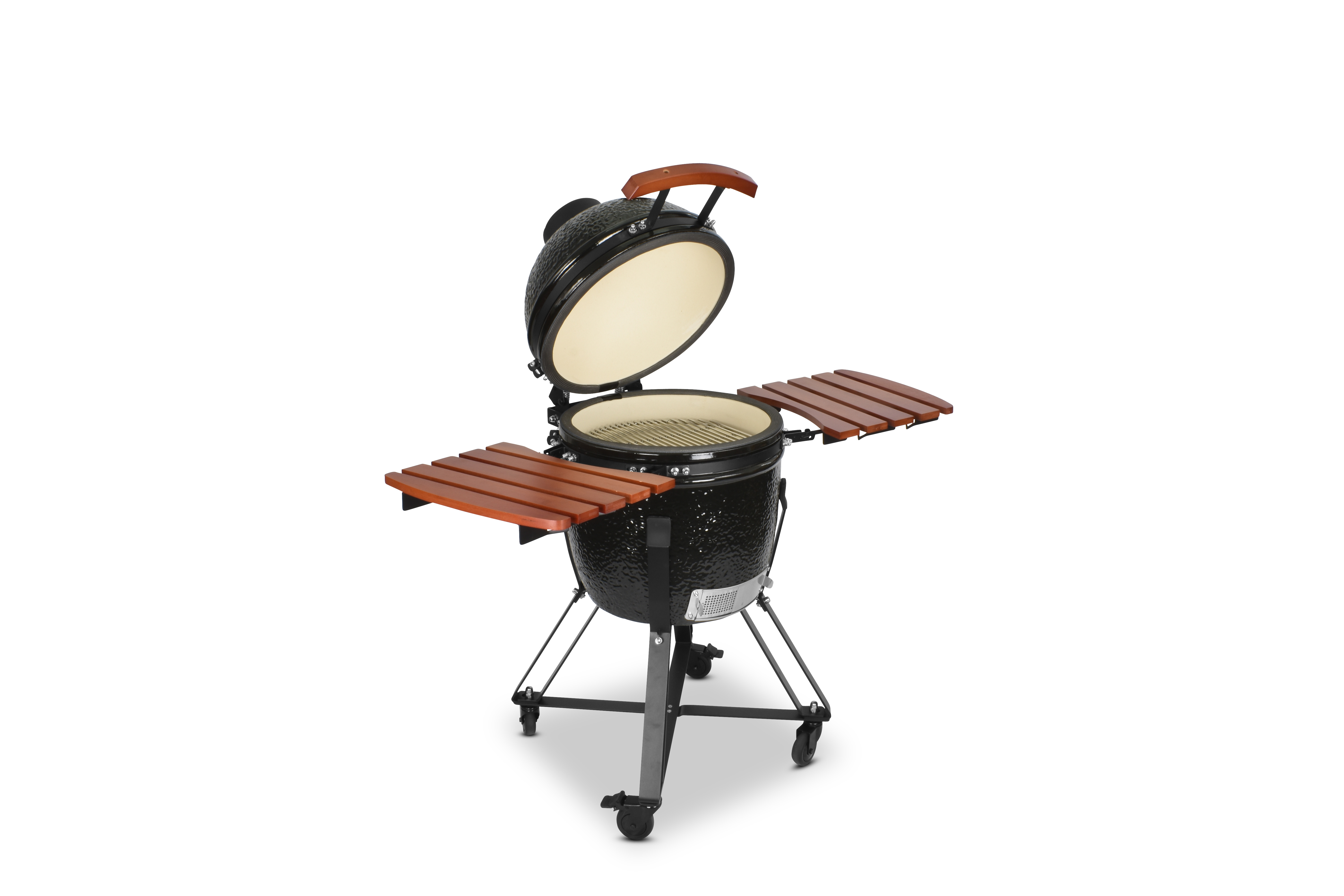Kamado SE-18 Grill Schwarz 45cm Grilldurchmesser, Grillrostdurchmesser 38,5cm, BBQ Keramik Holzkohlegrill Grill mit Holzkohle
