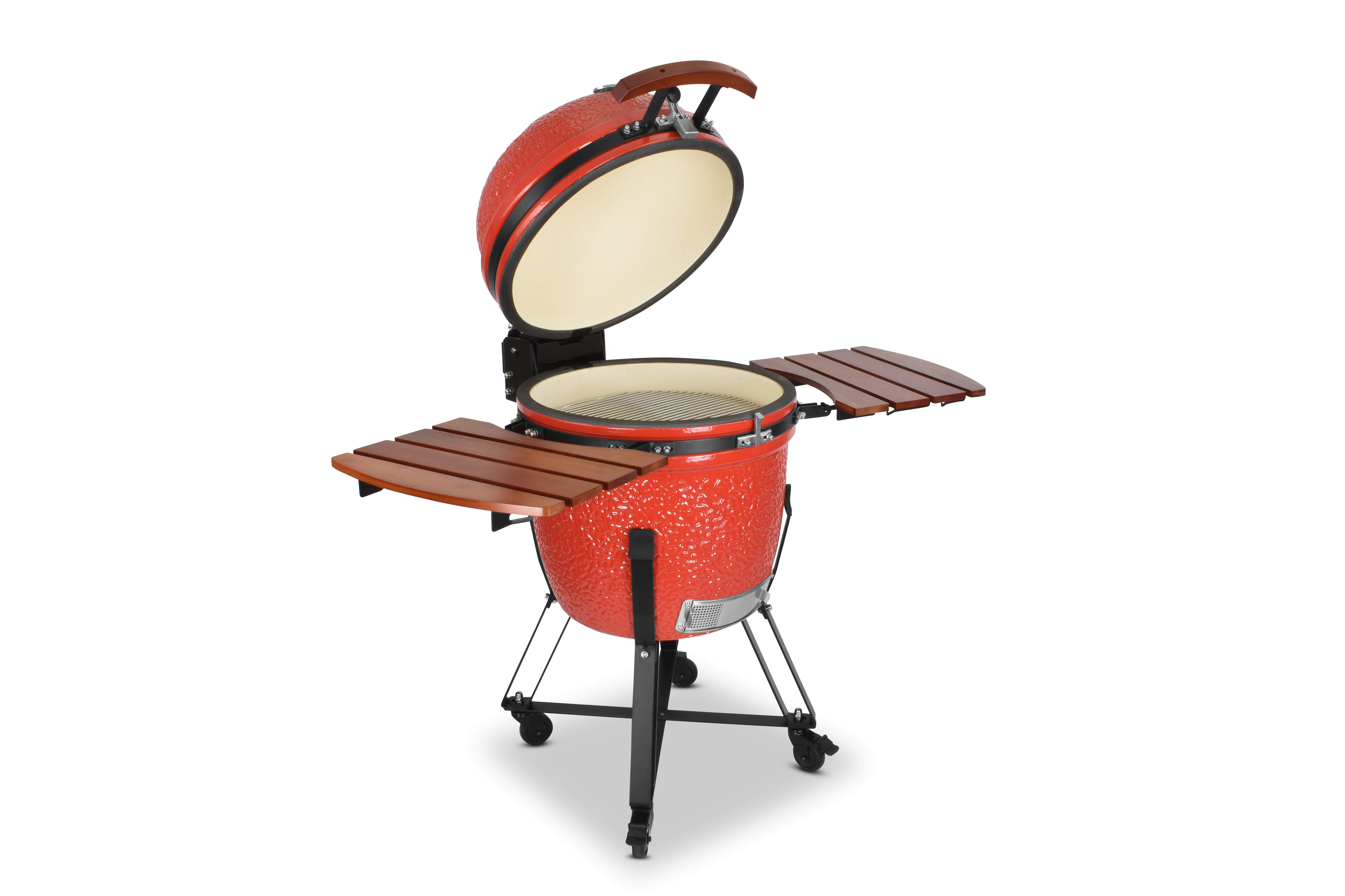Kamado SE-21 Grill Rot 55 cm Grilldurchmesser, Grillrostdurchmesser 46cm, BBQ Keramik Holzkohlegrill Grill mit Holzkohle