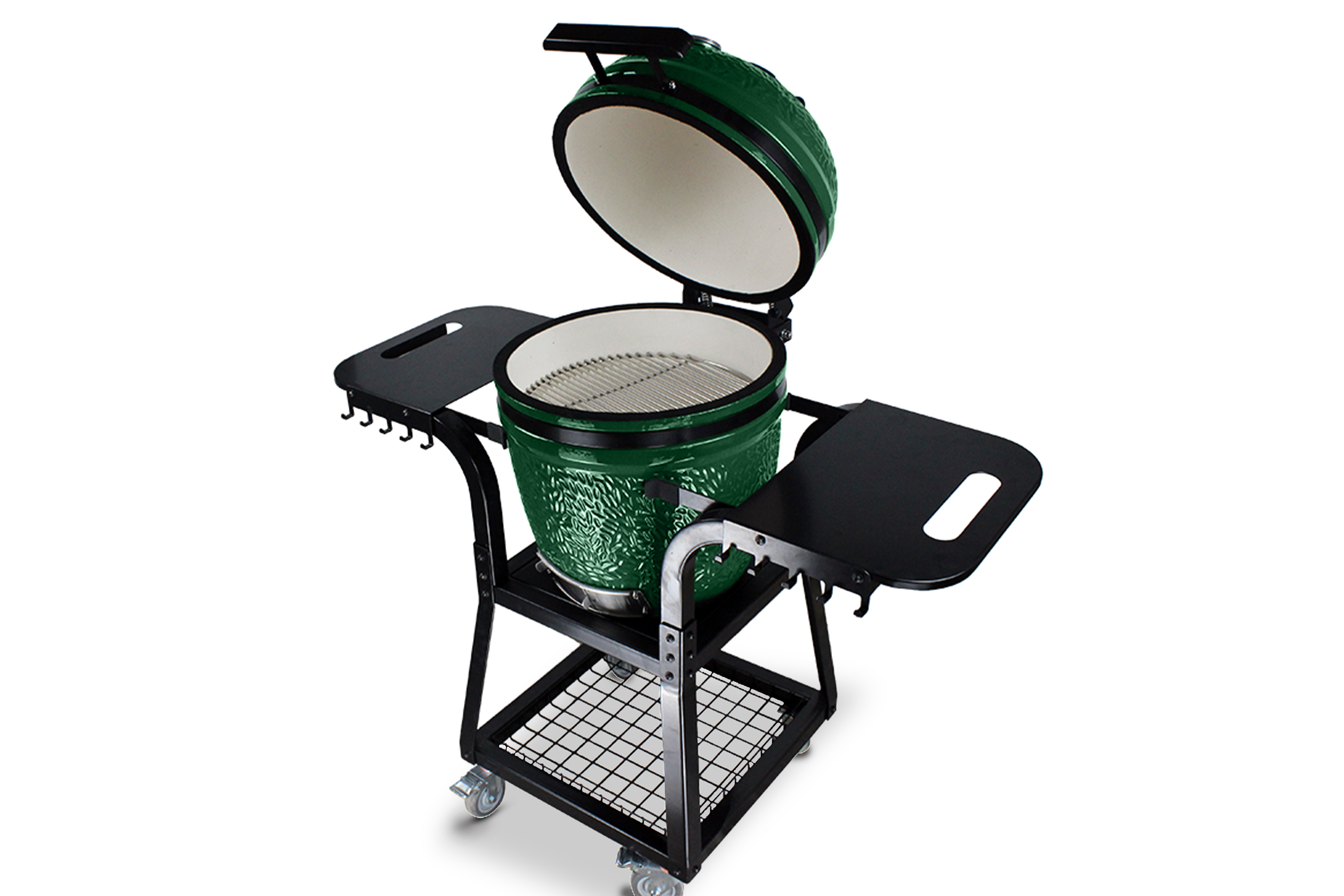 Kamado SE-19TR Grill mit Trolley Grün 50cm Grilldurchmesser, Grillrostdurchmesser 43cm, BBQ Keramik Holzkohlegrill Grill mit Holzkohle