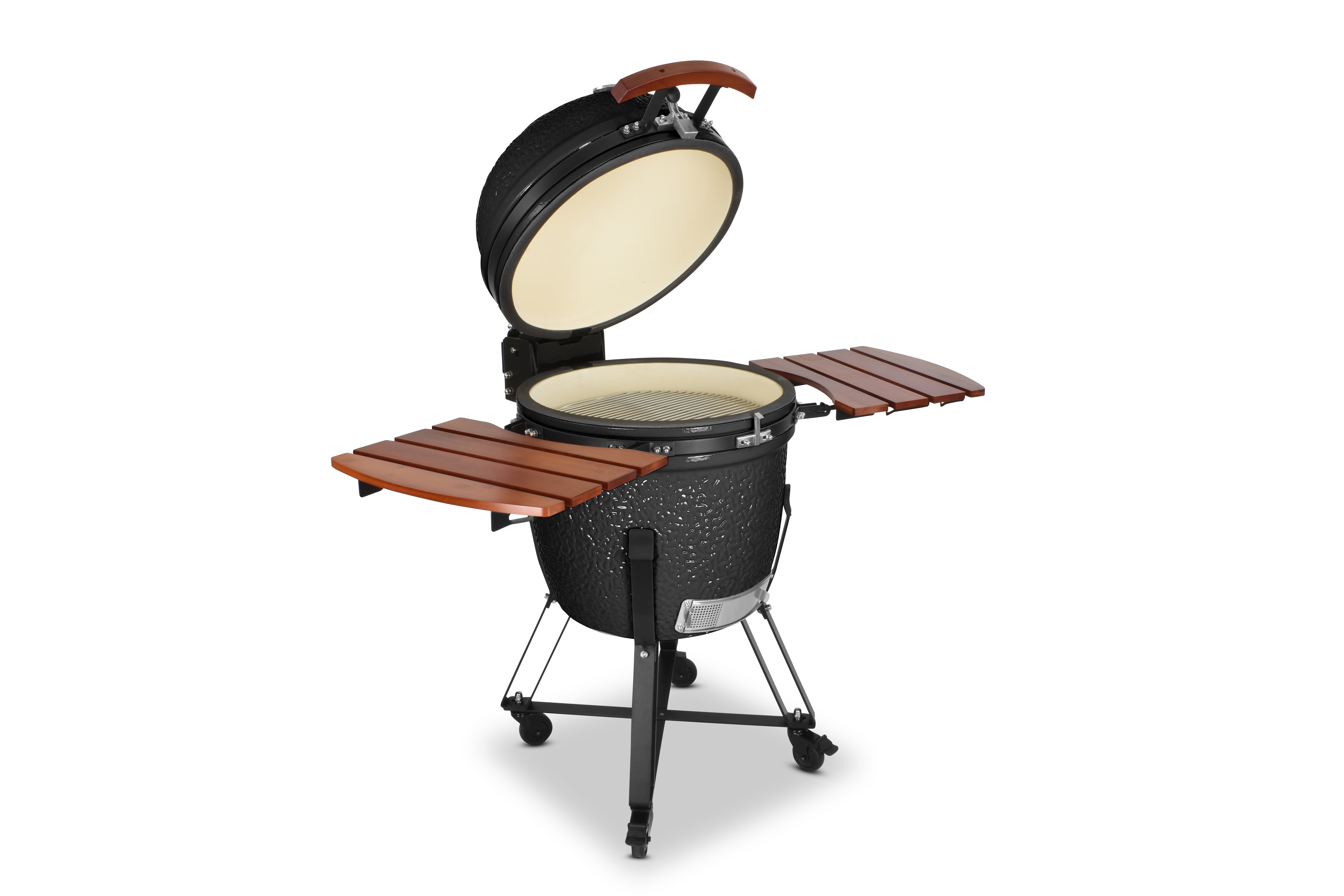 Kamado SE-21 Grill Schwarz 55cm Grilldurchmesser, Grillrostdurchmesser 46cm, BBQ Keramik Holzkohlegrill Grill mit Holzkohle